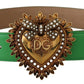 Dolce & Gabbana Elegant Green Leather Belt with Gold Buckle