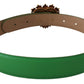 Dolce & Gabbana Elegant Green Leather Belt with Gold Buckle