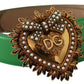 Dolce & Gabbana Elegant Green Leather Belt with Gold Buckle