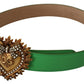 Dolce & Gabbana Elegant Green Leather Belt with Gold Buckle