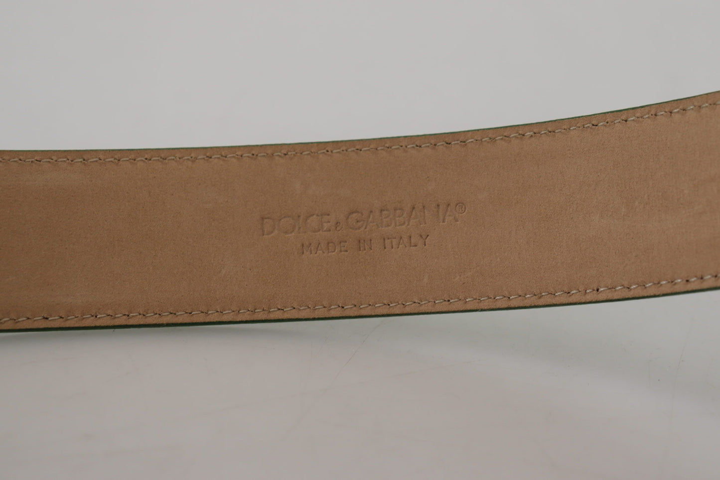 Dolce & Gabbana Elegant Green Leather Belt with Gold Buckle