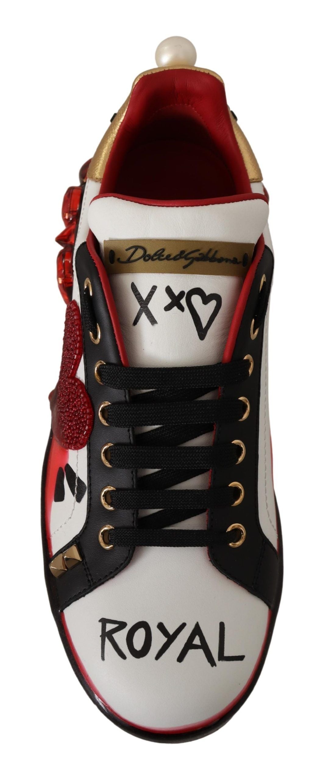 Dolce & Gabbana Chic Royal Love Crystal Leather Sneakers