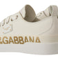 Dolce & Gabbana Elegant Gold Logo Leather Sneakers