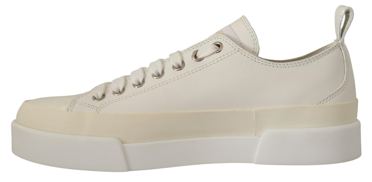 Dolce & Gabbana Elegant Gold Logo Leather Sneakers