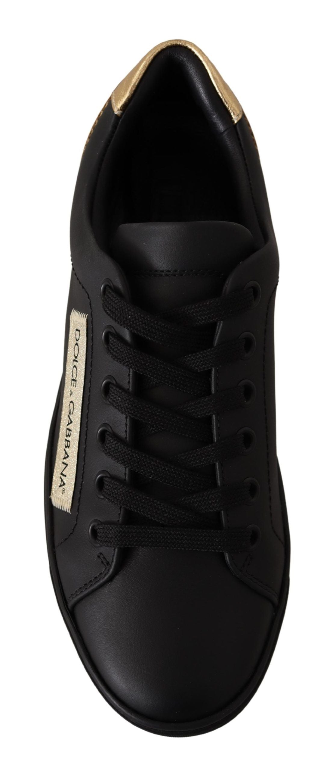 Dolce & Gabbana Chic Black and Gold Low-top Leather Sneakers