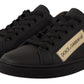 Dolce & Gabbana Chic Black and Gold Low-top Leather Sneakers