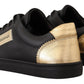 Dolce & Gabbana Chic Black and Gold Low-top Leather Sneakers