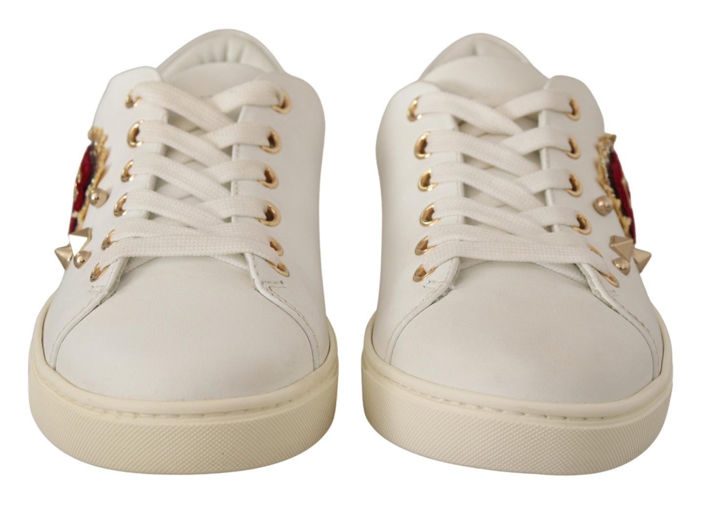 Dolce & Gabbana Studded Heart Leather Sneakers - Pure Elegance