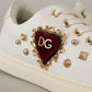 Dolce & Gabbana Studded Heart Leather Sneakers - Pure Elegance