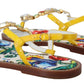 Dolce & Gabbana Majolica Crystal Embellished Leather Sandals