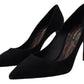 Dolce & Gabbana Elegant Black Suede Stiletto Heels Pumps