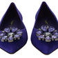 Dolce & Gabbana Embellished Crystal Purple Suede Flats