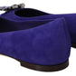 Dolce & Gabbana Embellished Crystal Purple Suede Flats