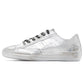 Golden Goose Metallic Silver Distressed Leather Sneakers