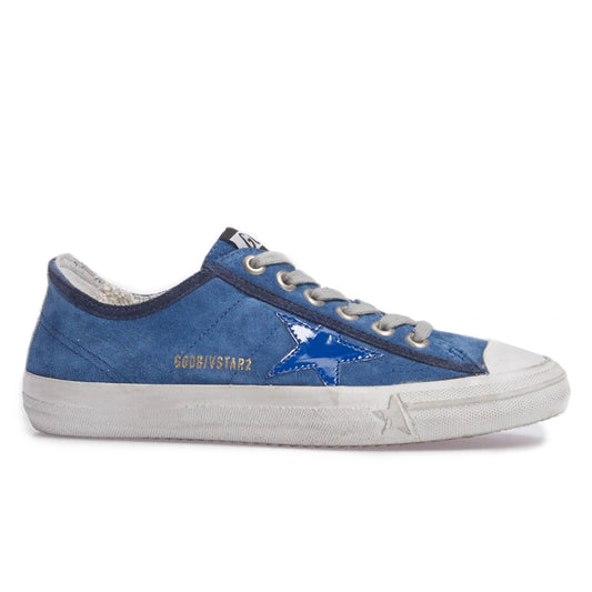 Golden Goose Elegant Blue Suede Low Sneakers with Star Accent