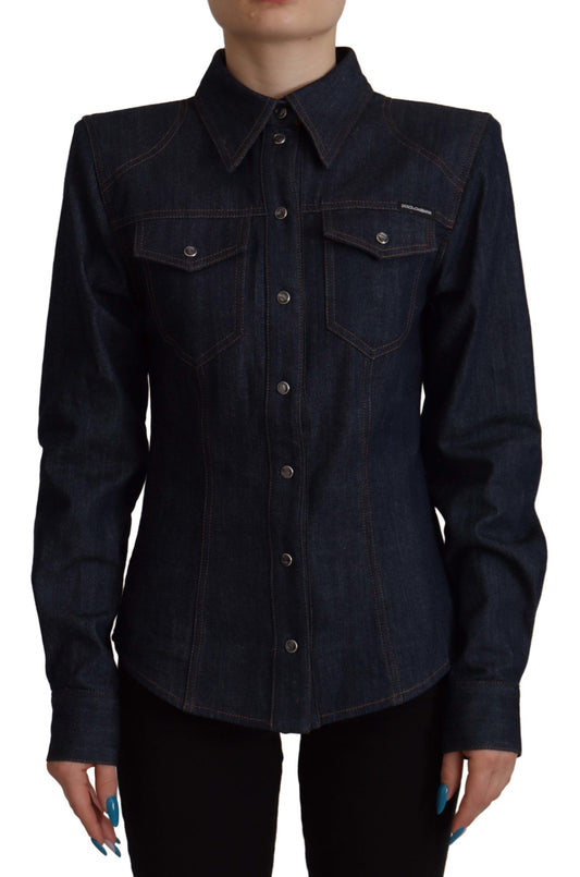 Dolce & Gabbana Elegant Blue Cotton Denim Shirt