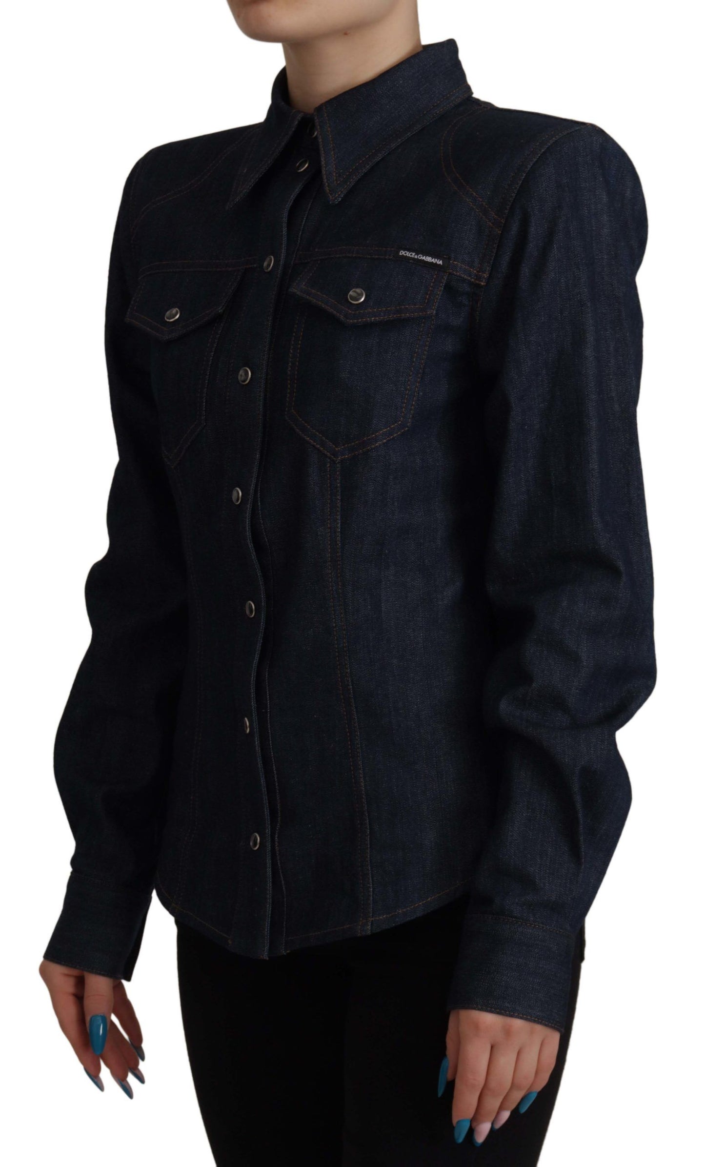 Dolce & Gabbana Elegant Blue Cotton Denim Shirt