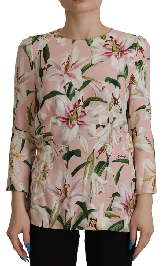 Dolce & Gabbana Chic Floral Print Round Neck Blouse