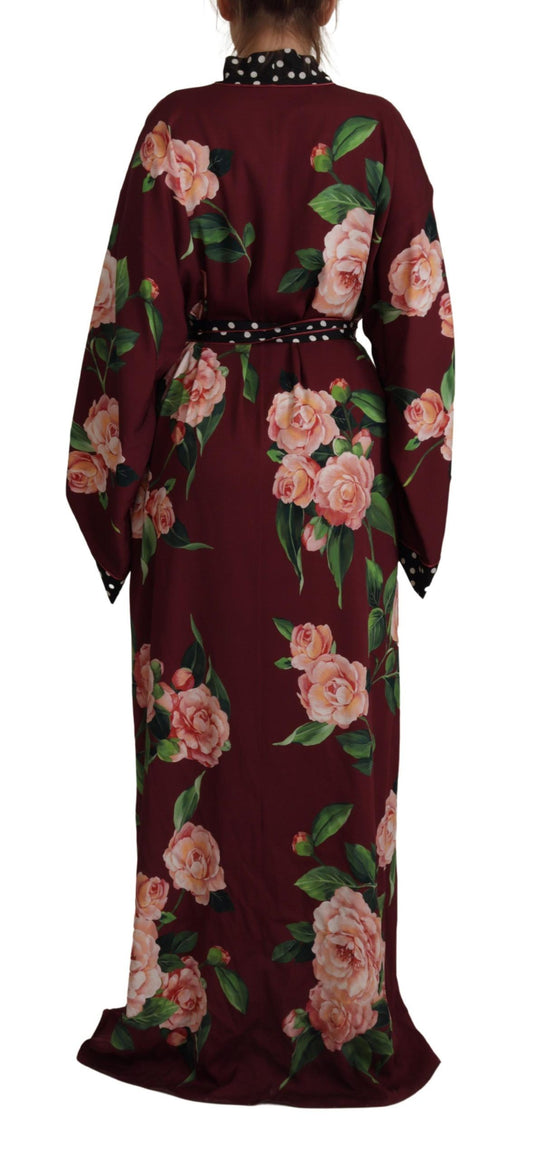 Dolce & Gabbana Elegant Bordeaux Silk Kaftan Robe