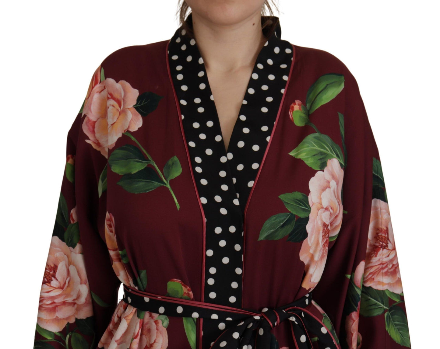 Dolce & Gabbana Elegant Bordeaux Silk Kaftan Robe