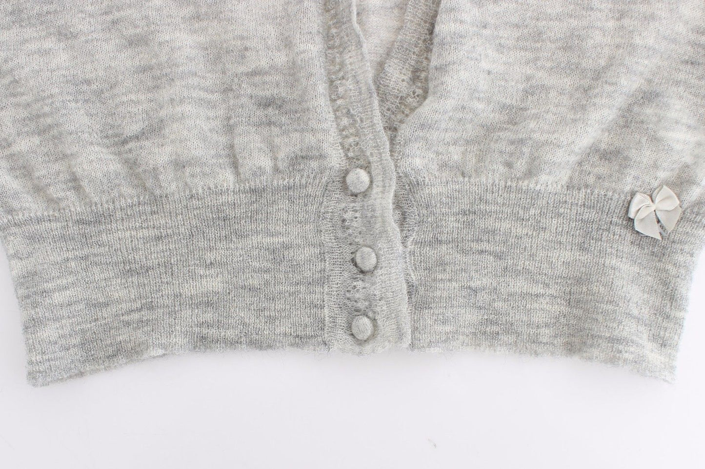 Ermanno Scervino Chic Cropped Gray Alpaca-Wool Blend Sweater