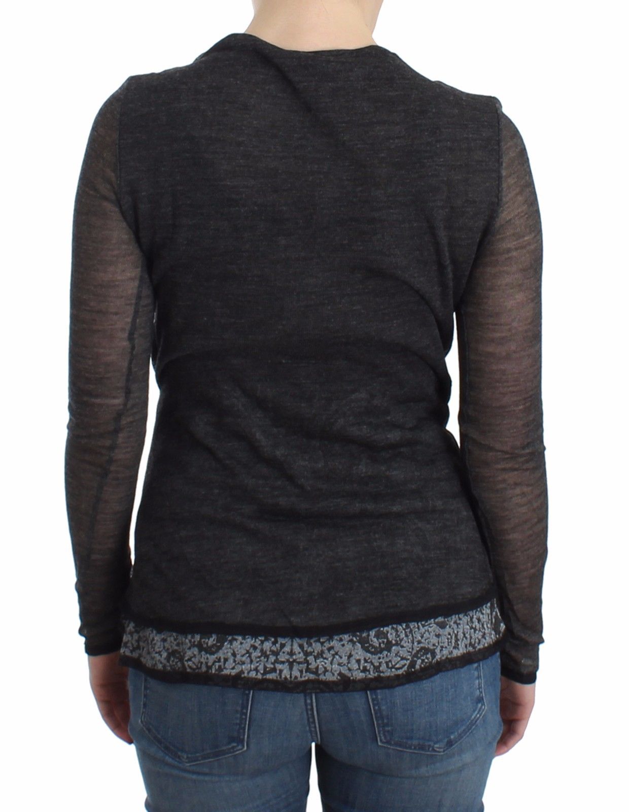 Ermanno Scervino Chic Gray Deep V-Neck Wool Blend Sweater