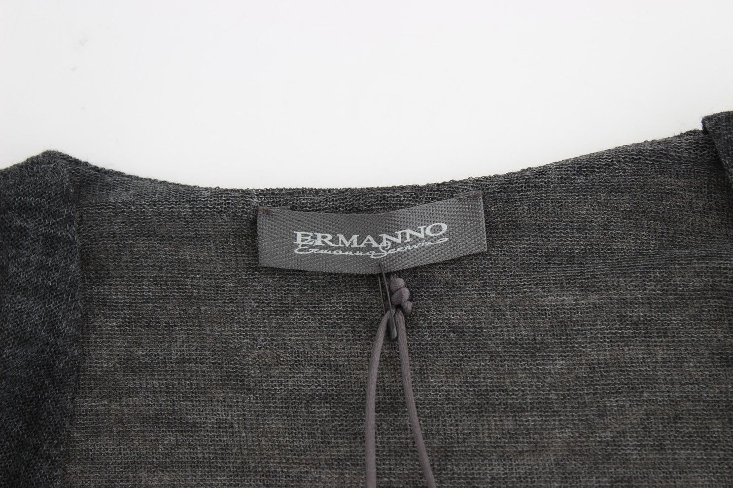 Ermanno Scervino Chic Gray Deep V-Neck Wool Blend Sweater