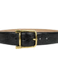 Gucci Women's Gold Square Buckle Black Crocodile Belt