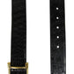 Gucci Women's Gold Square Buckle Black Crocodile Belt