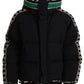 Dolce & Gabbana Elegant Black Puffer Jacket with Knit Logo Details