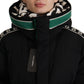 Dolce & Gabbana Elegant Black Puffer Jacket with Knit Logo Details