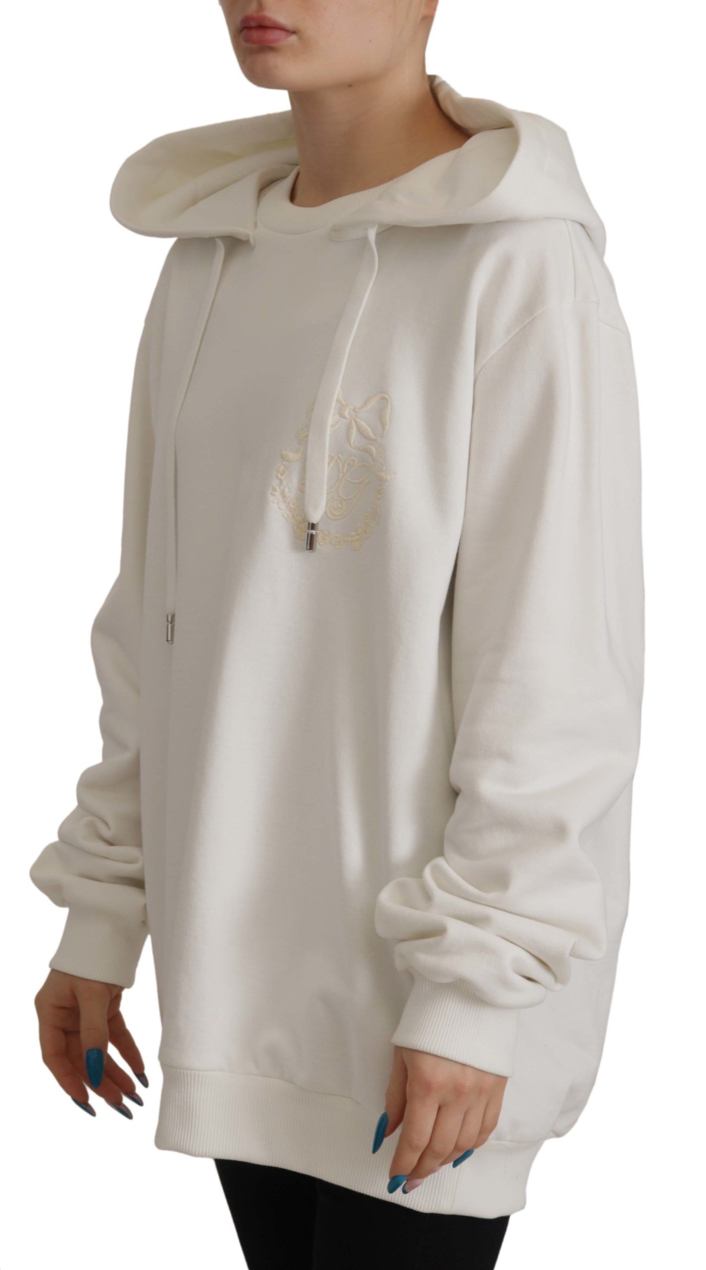 Dolce & Gabbana Chic White Hooded Pullover Sweater