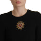 Dolce & Gabbana Elegant Beaded Logo Zip Sleeve Blouse