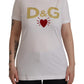 Dolce & Gabbana Chic White Cotton Round Neck Tee with Heart Motif