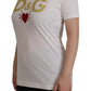 Dolce & Gabbana Chic White Cotton Round Neck Tee with Heart Motif