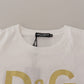 Dolce & Gabbana Chic White Cotton Round Neck Tee with Heart Motif