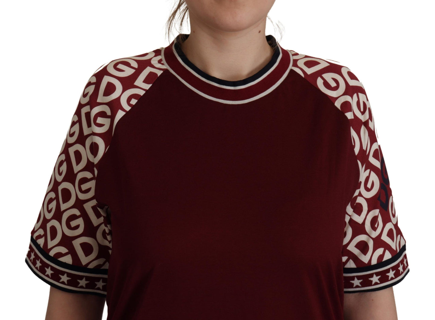 Dolce & Gabbana Bordeaux Jersey DG Mania Crew Neck Tee