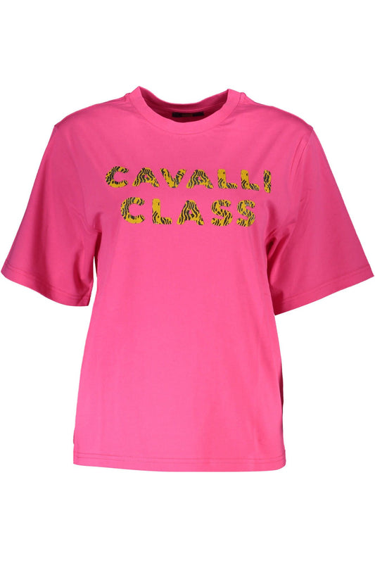 Cavalli Class Pink Cotton Women T-Shirt