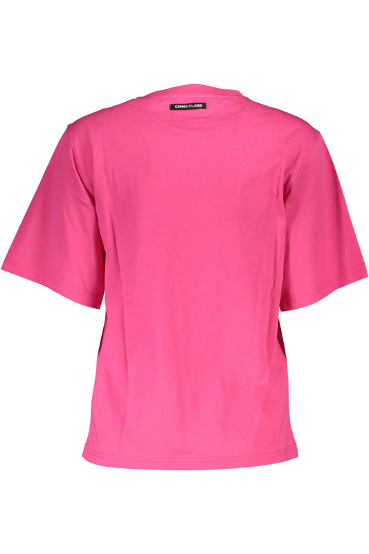 Cavalli Class Pink Cotton Women T-Shirt