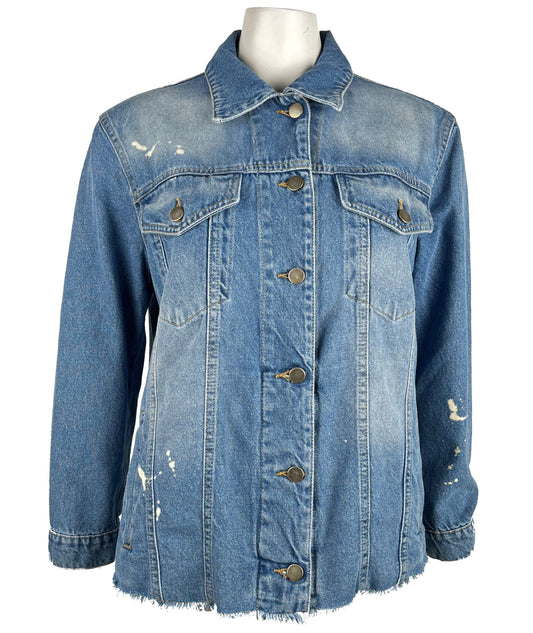 Comme Des Fuckdown Chic Frayed Hem Denim Jacket