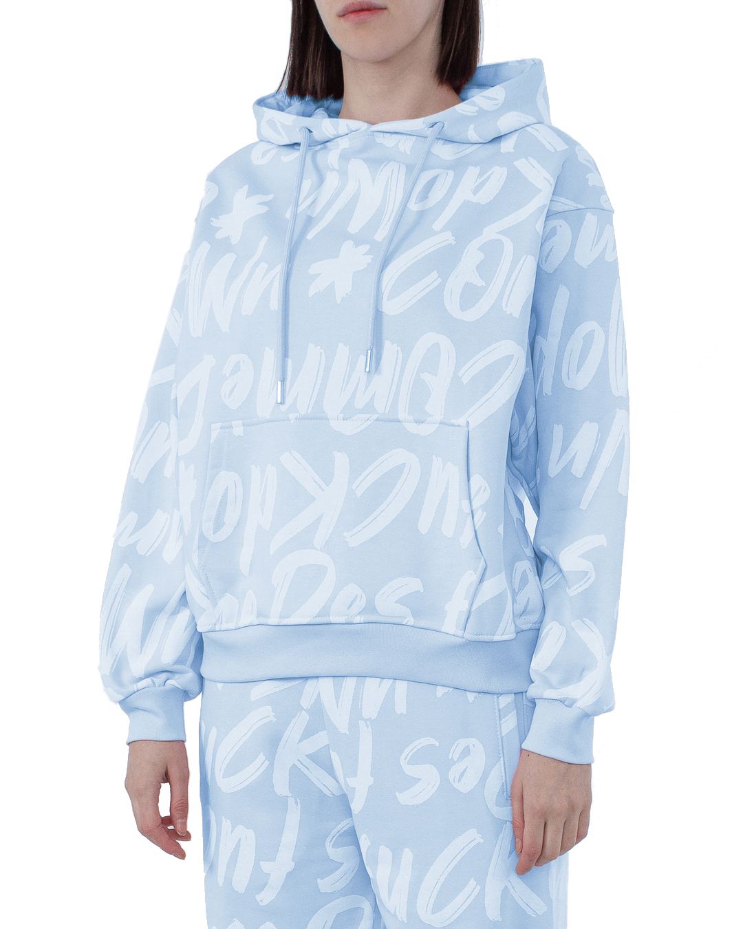 Comme Des Fuckdown Chic Light Blue Cotton Hooded Sweatshirt