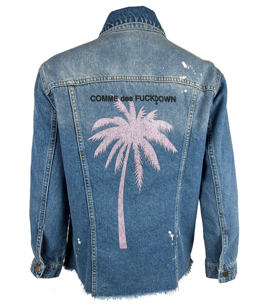 Comme Des Fuckdown Chic Frayed Hem Denim Jacket