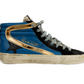 Golden Goose Iconic Black Blue Leather Sneakers