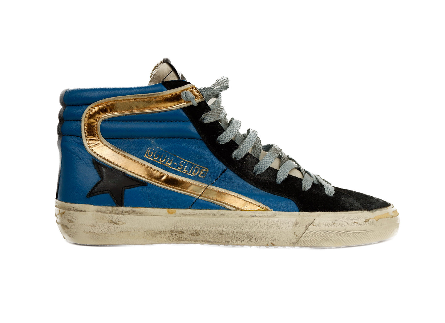 Golden Goose Iconic Black Blue Leather Sneakers