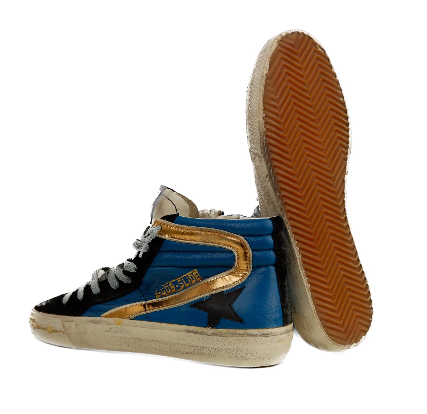 Golden Goose Iconic Black Blue Leather Sneakers