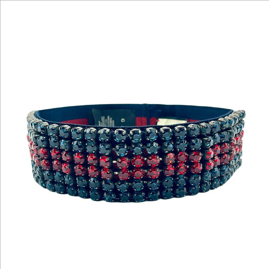 Gucci Women's Blue/Red Web Elastic Headband with Crystals