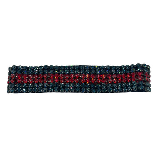 Gucci Women's Blue/Red Web Elastic Headband with Crystals