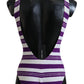 Dolce & Gabbana Chic Purple Striped One-Piece Swimsuit