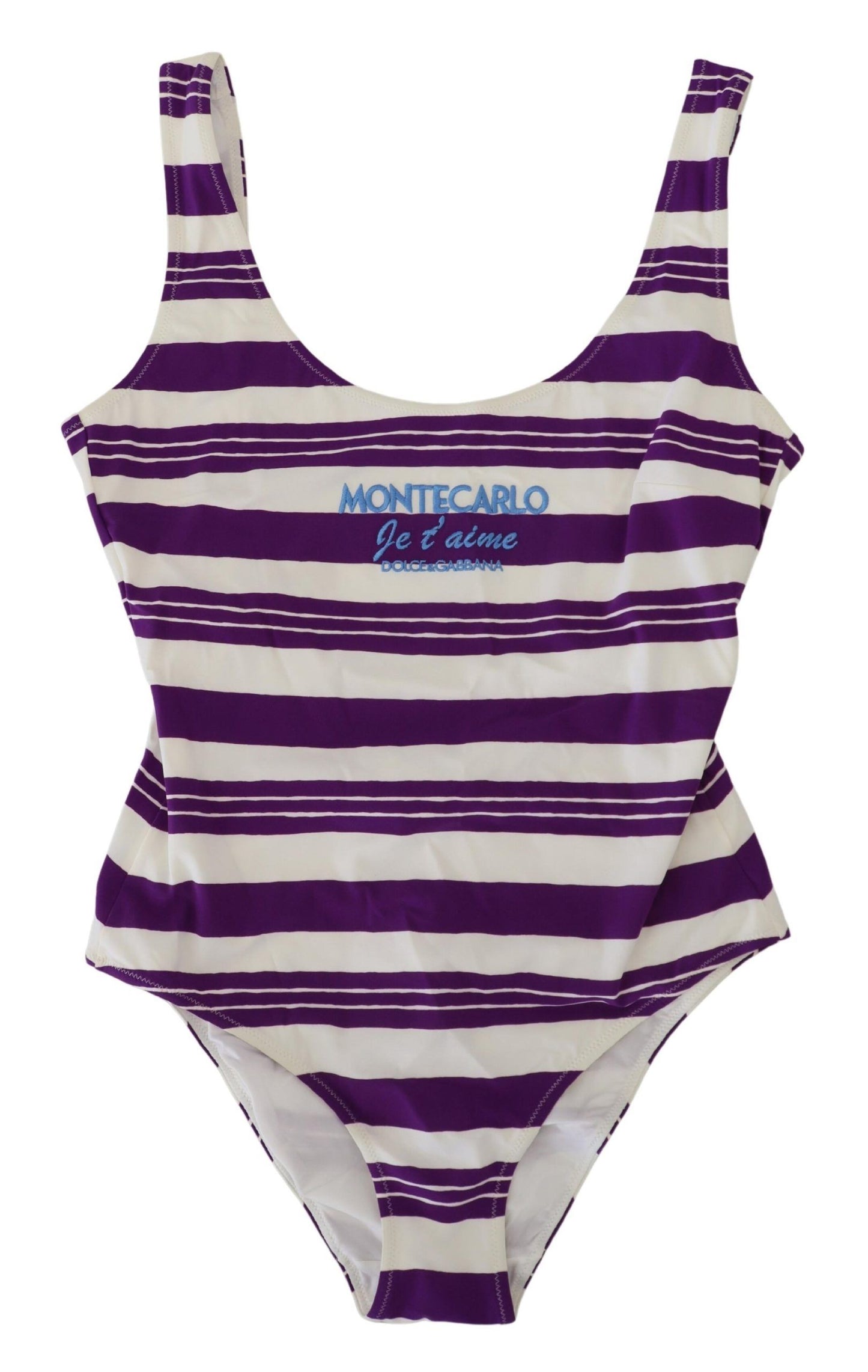 Dolce & Gabbana Chic Purple Striped One-Piece Swimsuit