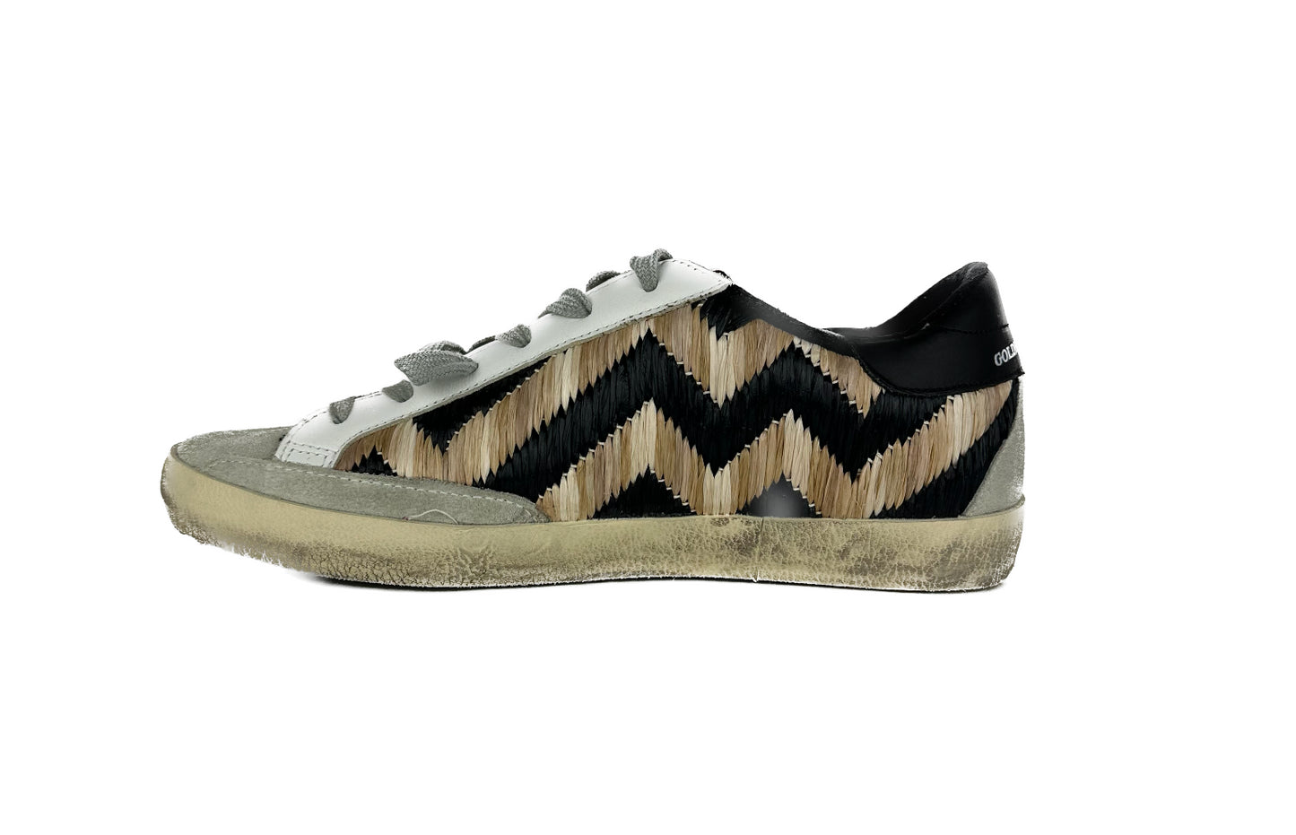 Golden Goose Chic Beige Woven Straw & Suede Sneakers